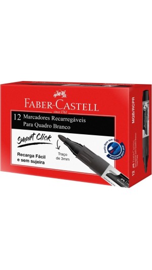 MARCADOR QUADRO BRANCO RECARR.SMART CLICK CAIXA C/12 UNID FABER CASTEL