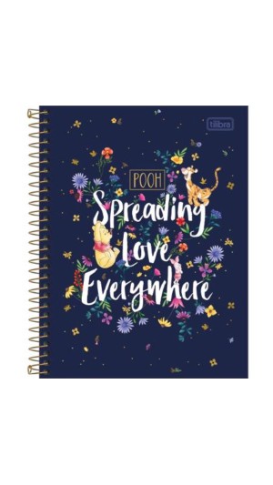 CADERNO COLEGIAL CAPA DURA FEM.1X1 POOH 80F